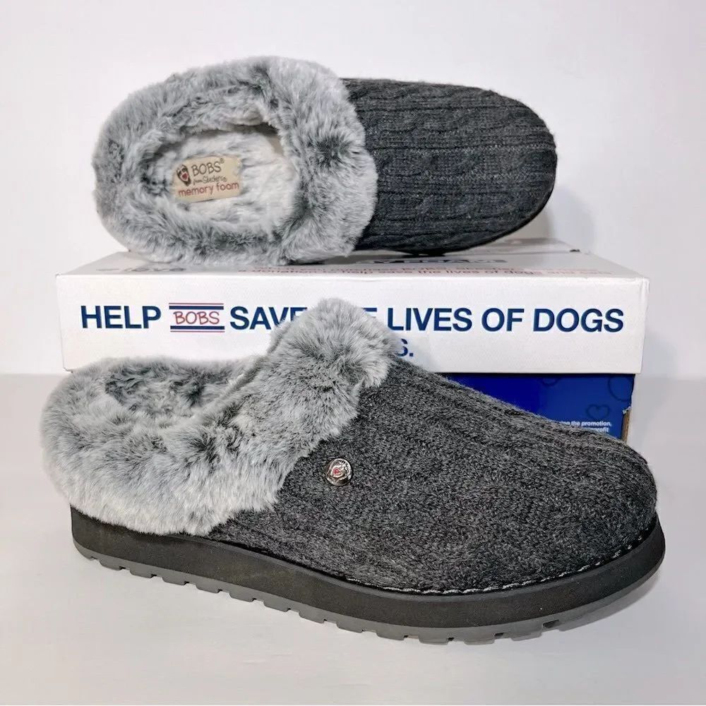 Skechers Ice Angel Sweater Knit Faux Fur Slippers